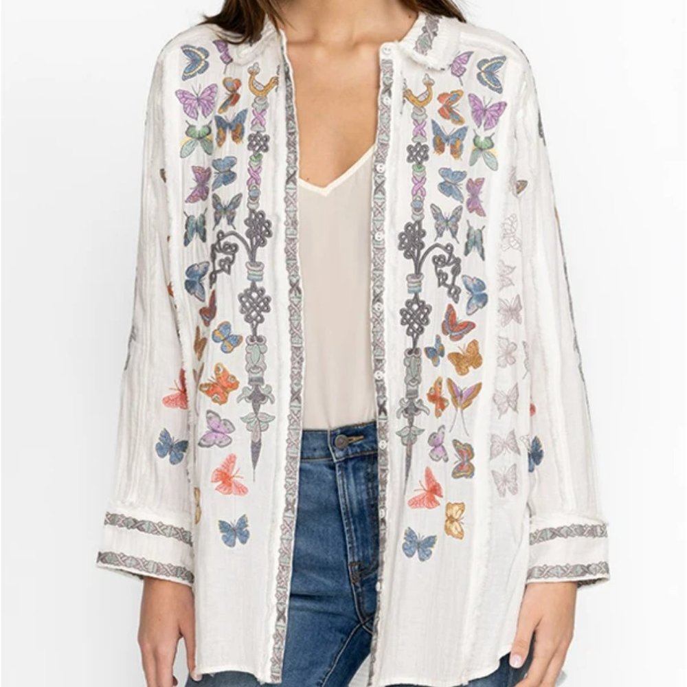 Johnny Was Talia Tunic Top Natural Cream Small